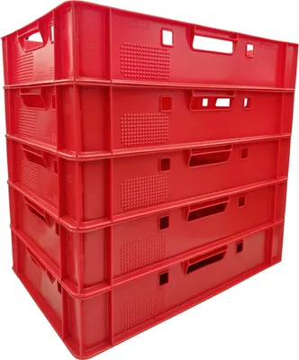 Image de 5 x E1 caisse de viande Euro, caisse de boucherie, caisse de transport couleur rouge (5xE1 rouge)