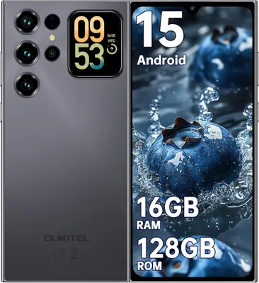 OUKITEL C62 Android 15 Smartphone Ohne Vertrag 16GB+128GB/1TB, 6,88'' 90Hz mit 1,81" Rückbildschirm 5150mAh, 13MP+5MP Dual 4G/OTG/Face ID, Schwarz
