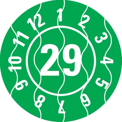 Produktbild von Dreifke® Prüfplakette 29, grün, Sicherheitsfolie, selbstklebend, Ø 25mm, 21/B...