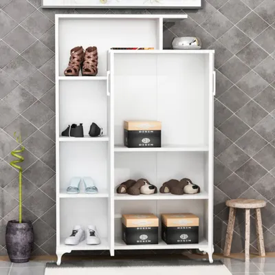 Produktbild von Skye Decor, Vielseitiger Schrank in Weiß, 90 x 140 x 29,5 cm | 100% melaminbeschichtete Spanplatte, 18 mm dick | Mit zahlreichen Regalen, wandmontierbar, modernes Design.
