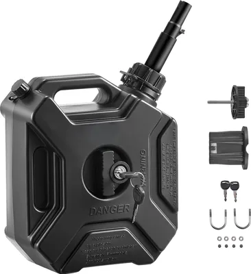 Immagine prodotto di SucceBuy tanica di carburante 5 L, tanica di benzina con beccuccio e supporto con serratura, portata massima di 15 L/min, contenitore di liquidi per auto, moto, ATV e UTV, nero
