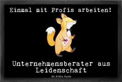 Produktbild von Mr. & Mrs. Panda bodenmatte Unternehmensberater Leidenschaft 40 x 60 cm - Schwarz - Geschenk, Fußabstreifer, Schmutzfänger, fußmatte, Schmutzmatte, Schmutzfangmatte