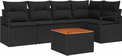 Produktbild von vidaXL Gartensofa-set 6 stk. Schwarz Poly-Rattan