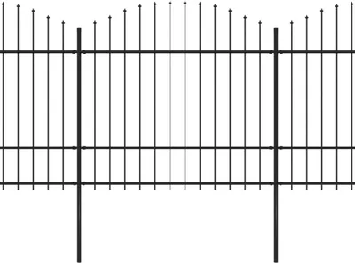 Zdjęcie produktu dla vidaXL Ogrodzenie ogrodowe z grotem stalowym 1781,5 x 175 cm Czarne