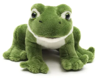 Produktbild von Uni-Toys - Grüner Frosch Plushie (ohne Stimme) - 13 cm (Länge) - Plüsch-Wassertier - Plüschtier, Kuscheltier