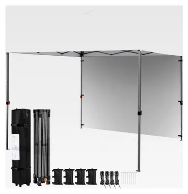 Produktbild von Faltpavillon 3x3m mit 1 Seitenwand, Pop Up Pavillon wasserdicht, stabil und wetterfest, höhenverstellbar UV-Schutz 50+, Faltzelt für Camping und Garten, Weiß