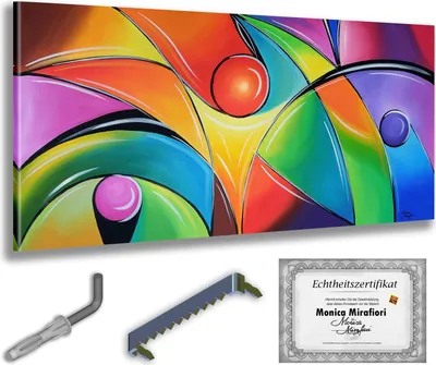 Immagine prodotto di Monica Mirafiori I 100% DIPINTO A MANO I Quadro "Vetrate" 140x70cm | Quadro dipinto a mano | Quadro acrilico | Quadro acrilico molto grande I Quadri d'arte moderna I Quadri d'arte