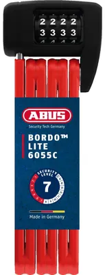 Produktbild von ABUS Faltschloss Bordo Lite 6055C SH - mit Halterung und Zahlencode - Extra-leichtes Zahlenschloss aus Spezialstahl - ABUS-Sicherheitslevel 7 - 85 cm - Rot