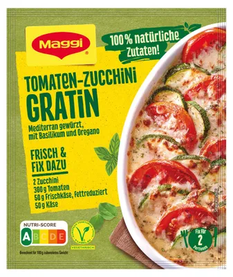 Verpackungsbild Maggi Fix für Tomaten Zucchini Gratin cremig überbacken 33g