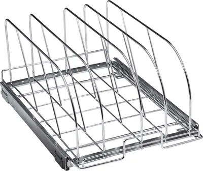 Obrázek produktu pro SucceBuy stojan na pánve a hrnce, výsuvný organizér do spodní skříňky, nastavitelná drátěná přepážka, ocelový držák víka na plechy na pečení a organizér na plechy do kuchyňské skříňky a spíže, šířka 31,8 cm
