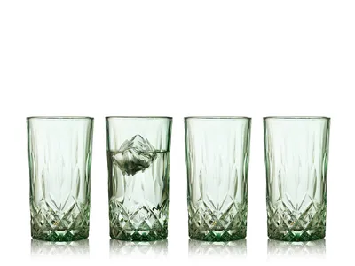 Produktbild von Lyngby Glas Highballglas Sorrento 4er Set, Longdrinkgläser, Cocktailgläser, Glas, Grün, 380 ml, 27779