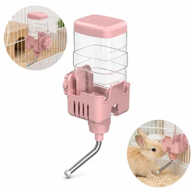 Produktbild von Kleintier Wasserflasche 750ml PET PP Edelstahl Käfig Trinksystem 360° Montage auslaufsicher für Hamster Kaninchen Frettchen