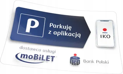 Zdjęcie produktu dla Naklejka parkingowa Parkuję z IKO mobilet 5x7 cm OZNAKOWANIE PŁACENIA !