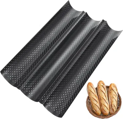 Baguette-Backform, antihaftbeschichtet, 3 Baguettes, 38x25 cm