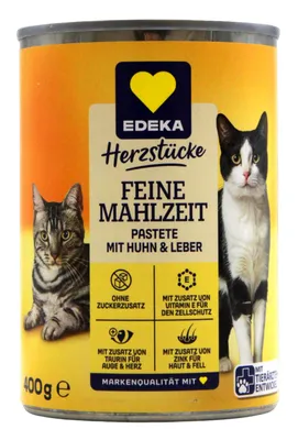 Produktbild von Herzstücke Feine Mahlzeit Pastete mit Huhn & Leber Katzenfutter, 12er Pack (12 x 400g)