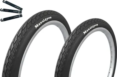Image de Pneus vélo Maxxi4you 2 x HY-159 en noir 47-406 (20 x 1.75) y compris démonte-pneus maxxi4you
