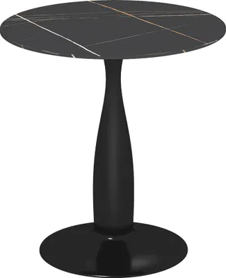 Zdjęcie produktu dla HOMCOM Stół jadalny 70 x 70 cm Okrągły stół kuchenny dla 4 osób Stół do jadalni z marmurowym wykończeniem, noga kolumnowa, stolik kawowy Nowoczesny stół do kuchni, jadalni i salonu Czarny