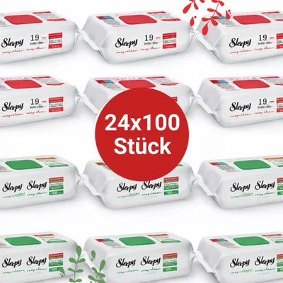 Produktbild von Sleepy Easy Clean Oberflächenreinigungstücher – 12x100 Kirsche + 12x100 White Soap | Streifenfrei sauber