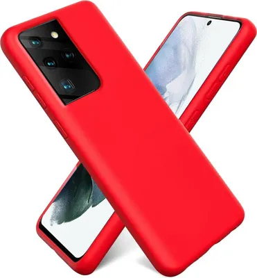 Produktbild von Conie TPU Schutzhülle für Samsung Galaxy S21 Ultra Tasche Case Cover Bumper Silikon Mikrofaser Inlay Hülle in Rot matt