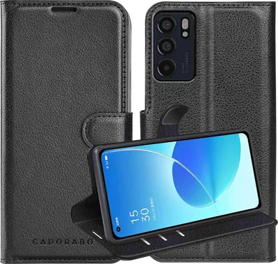 Image de Cadorabo Housse pour Oppo Reno6 5G en PHANTOM NOIR Housse de protection avec fermeture magnétique, fonction stand et porte-carte Flip Case Cover Etui Handy Klapp Hülle Book Tasche