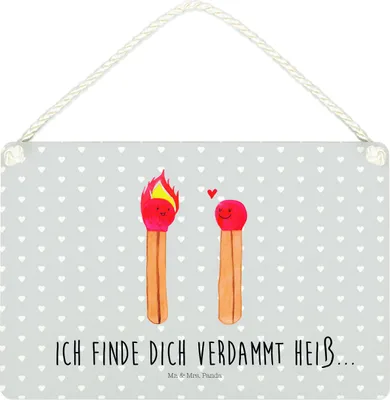 Produktbild von Mr. & Mrs. Panda Schild Streichhölzer DIN A4 - Grau Pastell - Geschenk, sprüche, Türschild, Freundin, Liebesbeweis, holzbild, Deko Wandtafel, Liebesgeschenk