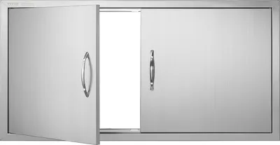 Immagine prodotto di VEVOR porta di accesso al barbecue, 1067 x 534 mm, doppia porta per cucina esterna, porta a incasso in acciaio inox, porta verticale a parete con maniglie, per isola barbecue, stazione barbecue, mobile esterno