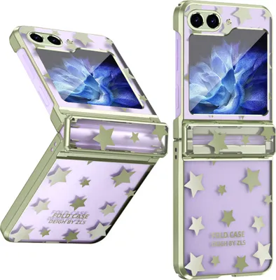 Produktbild von Hülle für Samsung Galaxy Z Flip 5 Sterne Überzug Transparent Schutzhülle mit Scharnierschutz Grün