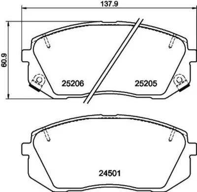 Produktbild von HELLA Bremsbeläge Satz Vorne Bremsklötze für HYUNDAI Tucson (TL, TLE) 8DB 355 025-981