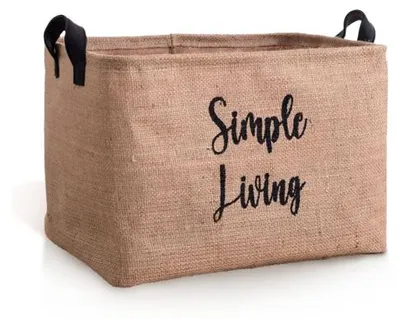 Image de Panier de rangement en jute marron clair - L 25 × P 18 × H 15 cm