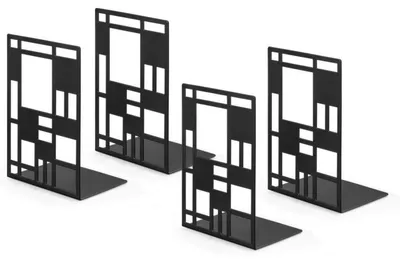Productafbeelding van Metalen boekensteunen, zwart, 2 stuks. Boekenstandaards voor planken