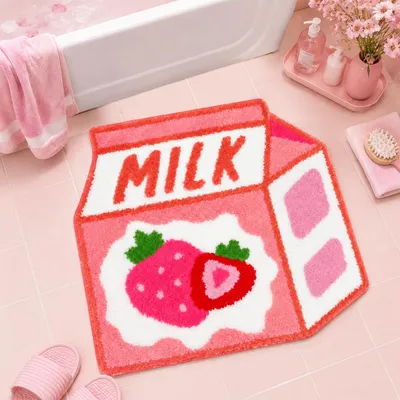 Produktbild von Rutschfester Badteppich mit Erdbeerdesign und weicher Oberfläche