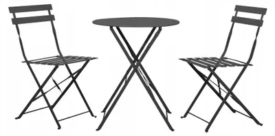 Produktbild von SEMPLICI | Gartenmöbel Set - 3-teilig - Schwarz - Bistro-Set 3-teilig - Balkonmöbel-Set -Tarassentisch Gartenstühle Hochlehner