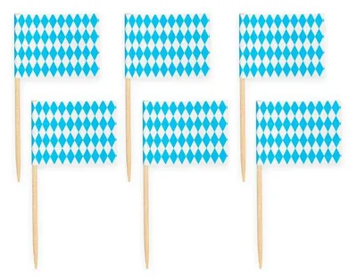 Produktbild von 50 Dekopicker Flaggen aus Papier und Holz, 7 cm lang, doppelseitig farbig bedruckt