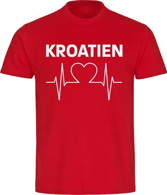 Produktbild von multifanshop Herren T-Shirt - Kroatien - Herzschlag, rot, Größe M