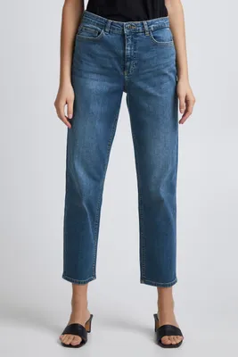 Produktbild von ICHI IHTWIGGY RAVEN Damen Jeans Denim Hose mit Stretch gerader Schnitt Crop Länge