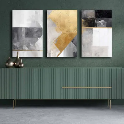 Image de Wallity, 3P4570GSC-020, Tableau décoratif sur toile (3 panneaux), Multicolore, 100 % TOILE, 145 x 70 cm
