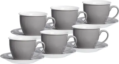 Produktbild von Ritzenhoff & Breker DOPPIO Milchkaffee Tasse mit Untertasse 350 ml 6er Set grau