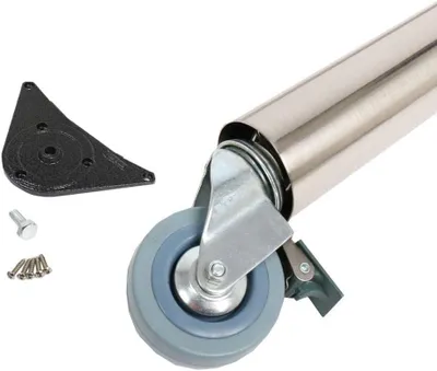 Produktbild von Tischbein Tischstütze auf Rolle mit Bremse ø 60mm Höhe 710 mm Edelstahl Optik