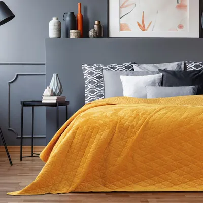 Produktbild von Bettüberwurf Laila - Luxus Tagesdecke mit Wendedesign, Farbe:Honey, Größe:200 x 220 cm