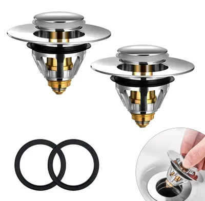 Immagine prodotto di Tappi pop-up per lavabi con filtro antintasamento (2 pezzi, 34-38 mm)