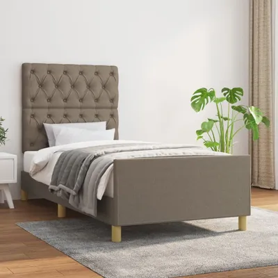 Produktbild von The Living Store Bettgestell mit Kopfteil Taupe 80x200 cm Stoff
