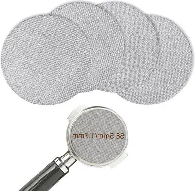 Zdjęcie produktu dla Zestaw 4 filtrów, średnica 58 mm, grubość 17 mm, 150 μm, stal nierdzewna 316, w zestawie filtr do kawy ze stali nierdzewnej, wielokrotnego użytku.