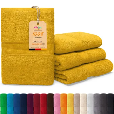 Produktbild von EllaTex PARIS 4er Set Handtücher 50x100 cm – 100% Baumwolle, 500 g/m² Frottier, Vorteilspack, in Farbe: Sonnengelb