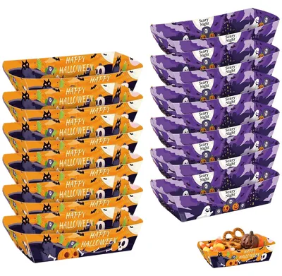 12 Halloween-Pappschalen, Kürbis-Motiv, Einweg, für Snacks, 12 Stück