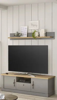 Produktbild von Landhaus TV Möbel Set in grau mit Artisan Eiche Nb. CHATHAM-61, B/H/T ca. 155/160/44 cm