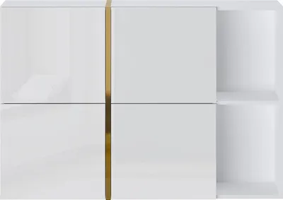Produktbild von Schuhschrank - 4 Klappenfächer & 2 Nischen - Weiß & Gold - MARZIALO