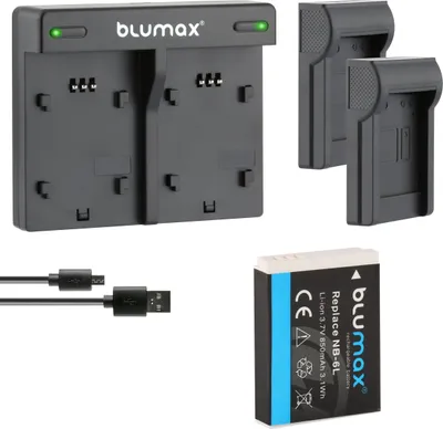 Produktbild von 1x Akku + Lader für Canon NB-6LPowerShot SX270 HS, SX280 HS, 850 mAh (3,7V)