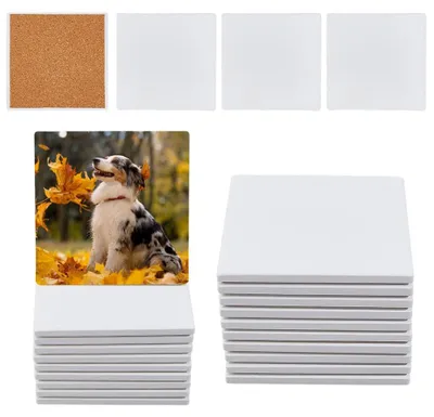 Imagen del producto de 16 posavasos de cerámica blanca, ideales para proyectos de manualidades