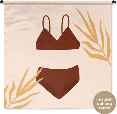 Produktbild von MuchoWow® Wandteppich Wandbehang Bikini - Sommer - Blätter 150x150 cm Tapisserie Dekoration Wandtuch - Wohnaccessoires - Modernes