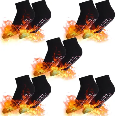 Produktbild von Selbsterwärmende Socken, 5 Paar Fußwärmer Socken, Winter Thermosocken Beheizbare Socken, Beheizte Socken, schwarz, 5 Paar